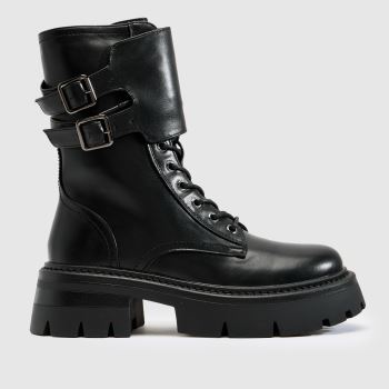 SIMMI Black Ede Lace Up Ankle Womens Boots