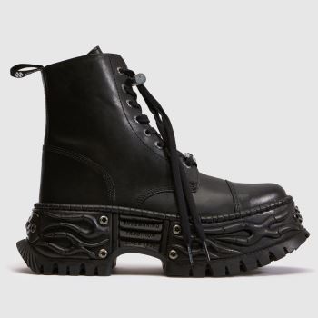 NEW ROCK Black Flame Chunky Womens Boots