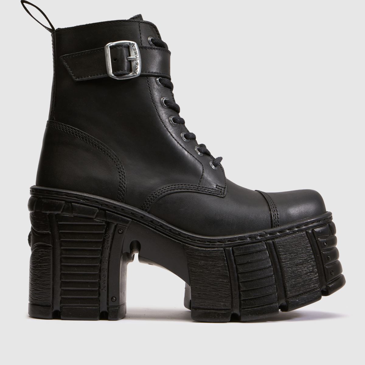 NEW ROCK Stacked Heeled in Black NEW ROCK Stacked Heeled