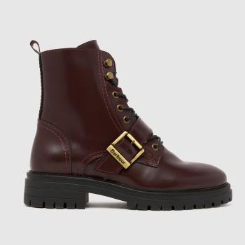 Barbour Burgundy Ouseburne Biker Womens Boots