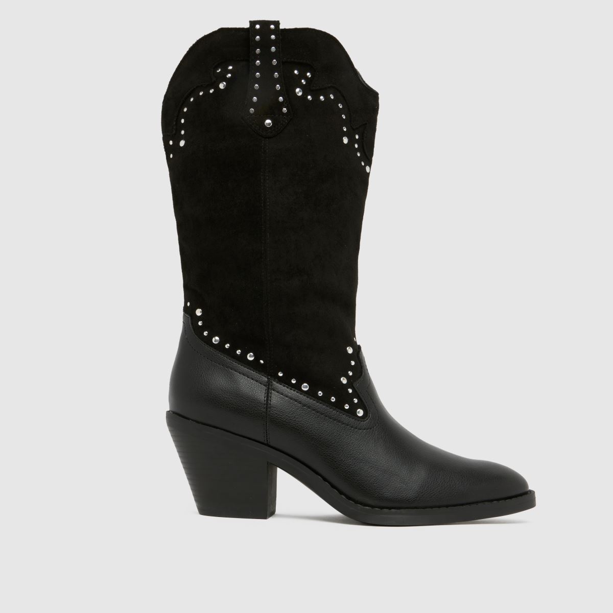 Click to view product details and reviews for Schuh Brielle Studded Western Boots In Black.
