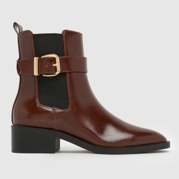 schuh Brown Cadie Buckle Chelsea Womens Boots