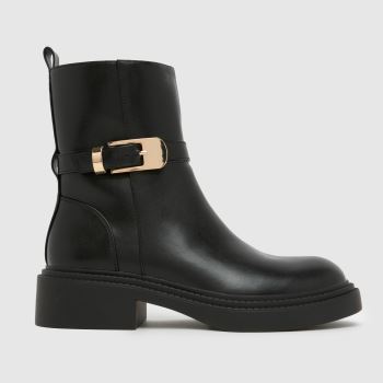 schuh Black Courtney Buckle Womens Boots