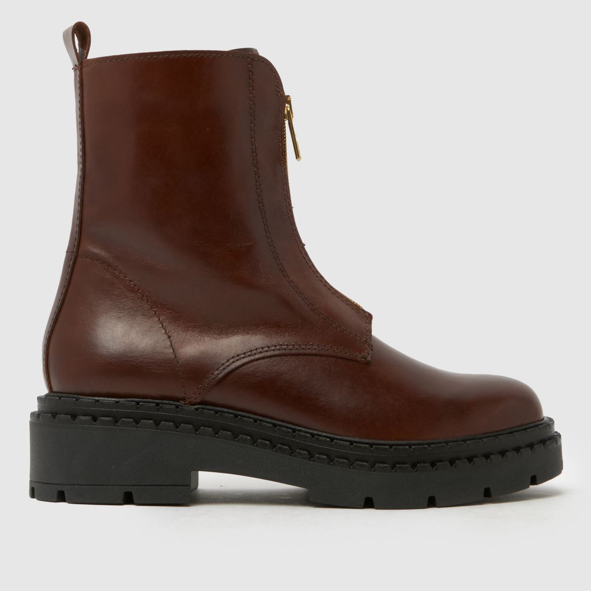 schuh Amber Leather Zip Boots in Brown