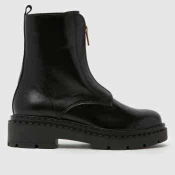 schuh Black Amber Leather Zip Womens Boots