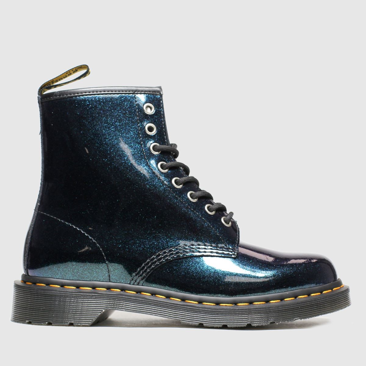 Dr Martens Dark Green 8 Eye Sparkle Boots - ShoeFreak