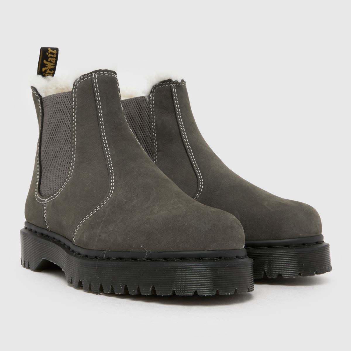 Womens Dark Grey Dr Martens 2976 Bex Fur Lined Chelsea Boots