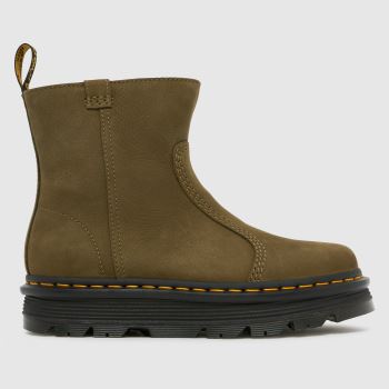 Dr Martens Khaki Zebzag Rigger Womens Boots