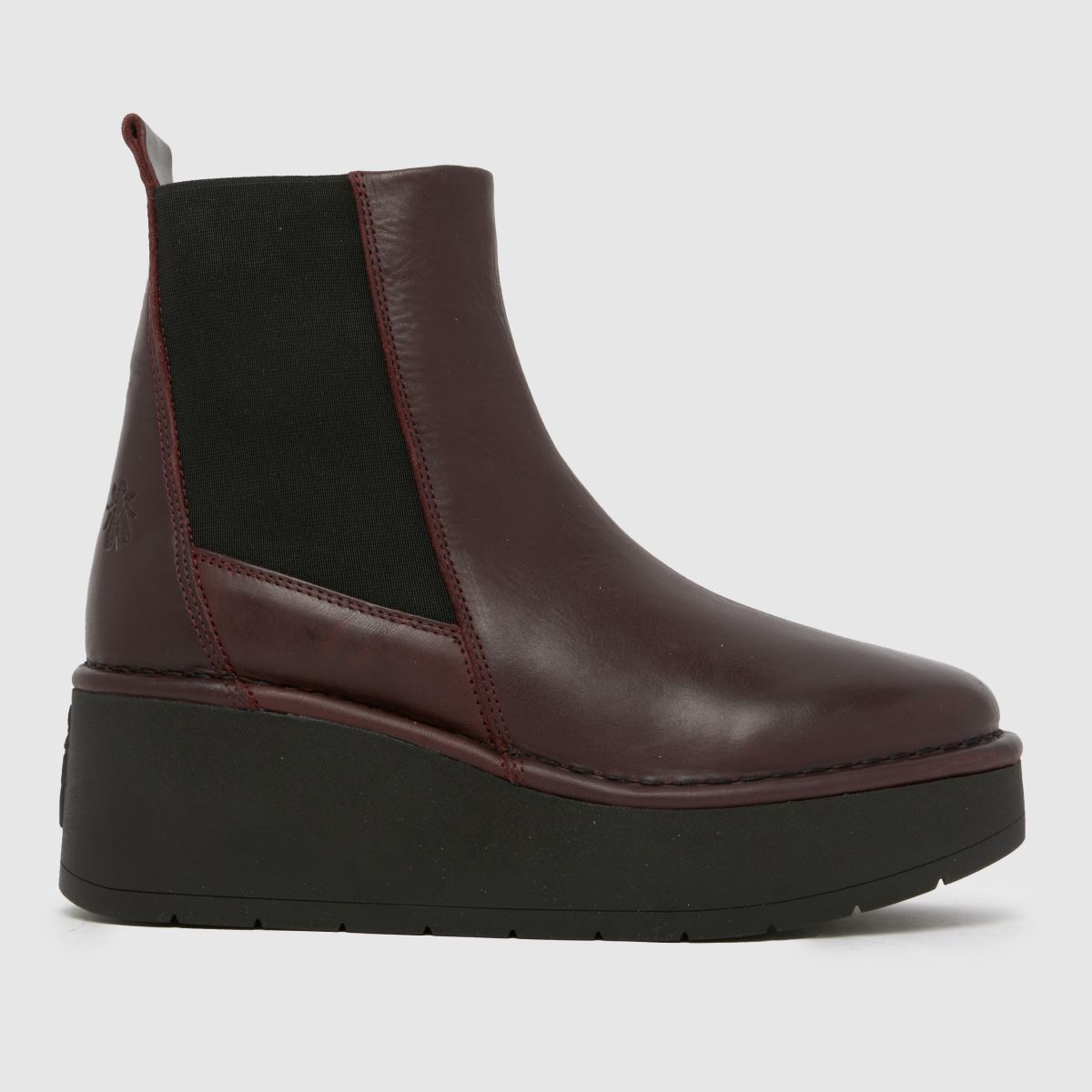 Fly London Hagu Platform Chelsea Boots in Burgundy
