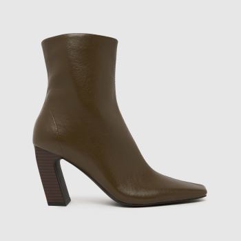 schuh Dark Green Bryson Stack Heel Womens Boots