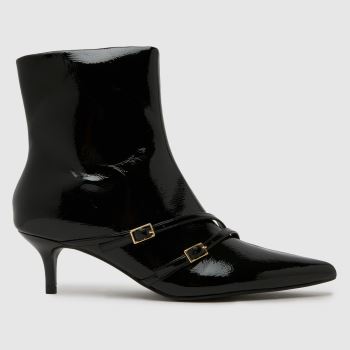 schuh Black Beckett Buckle Kitten Womens Boots