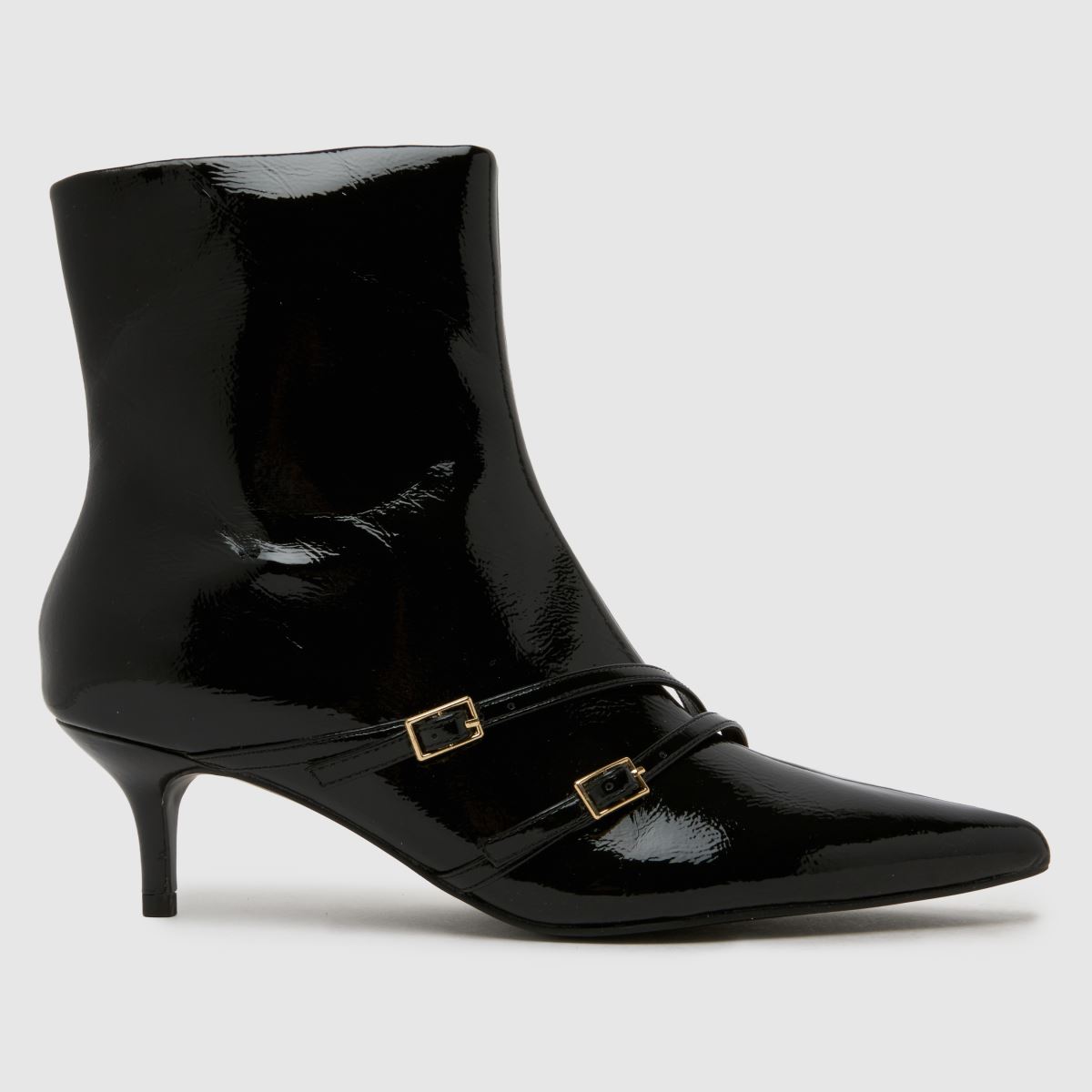 schuh Beckett Buckle Kitten Boots in Black