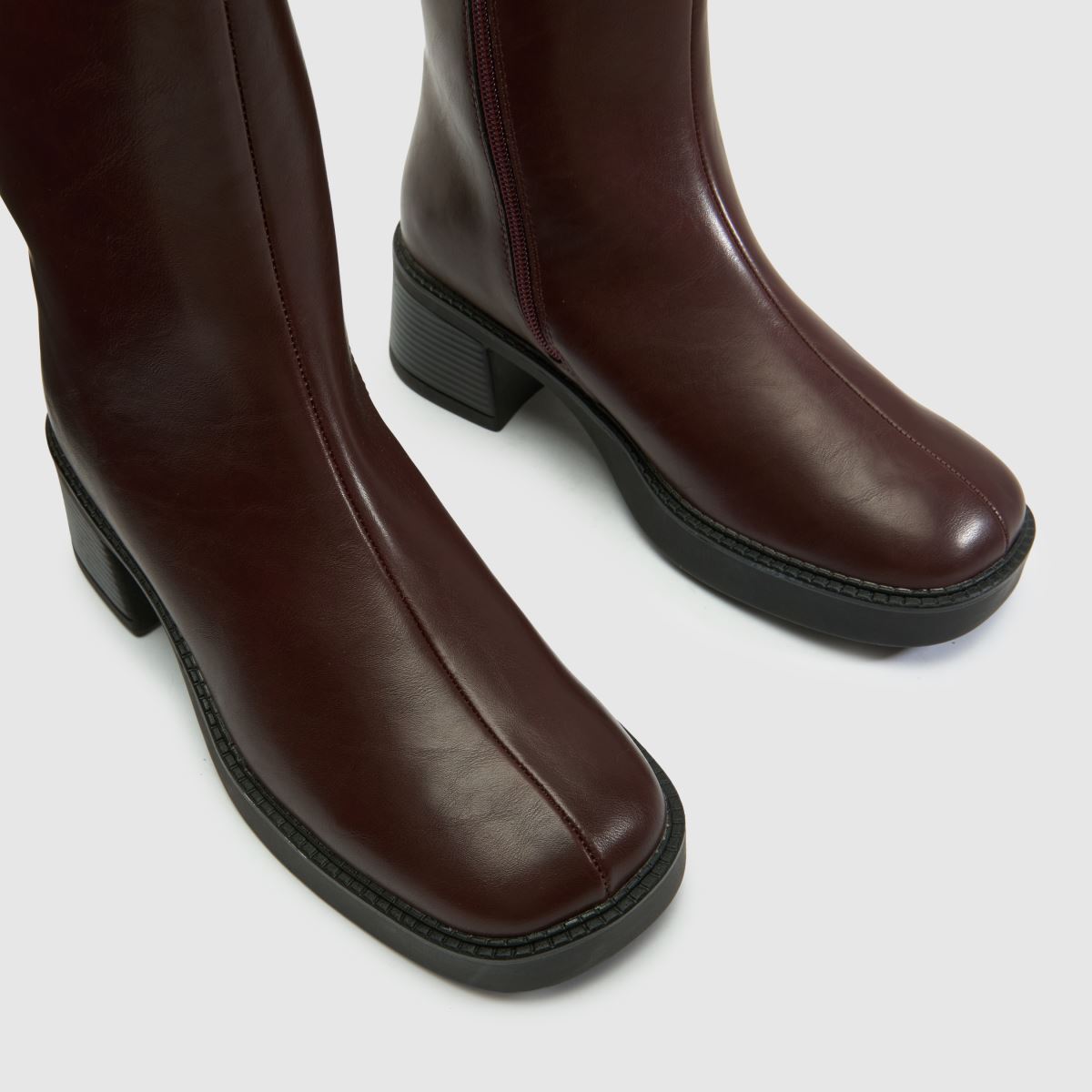 schuh Beauty Square Toe Chunky Boot in Burgundy schuh Beauty Square Toe Chunky Boot 4