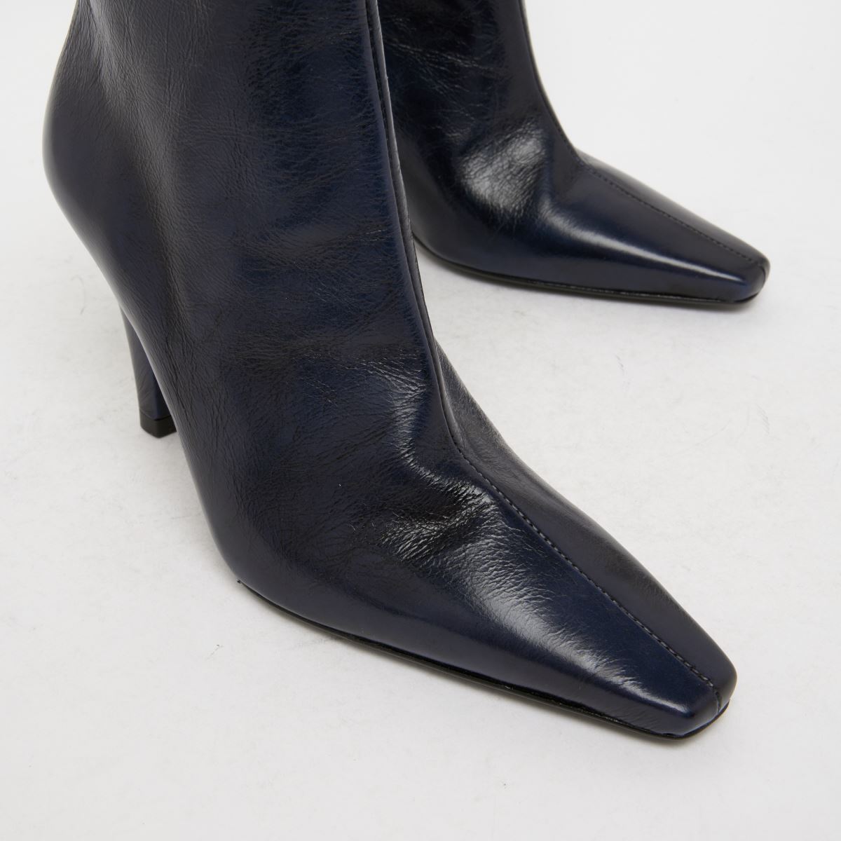 schuh Brunelle Leather Heeled Boot in Navy schuh Brunelle Leather Heeled Boot 4