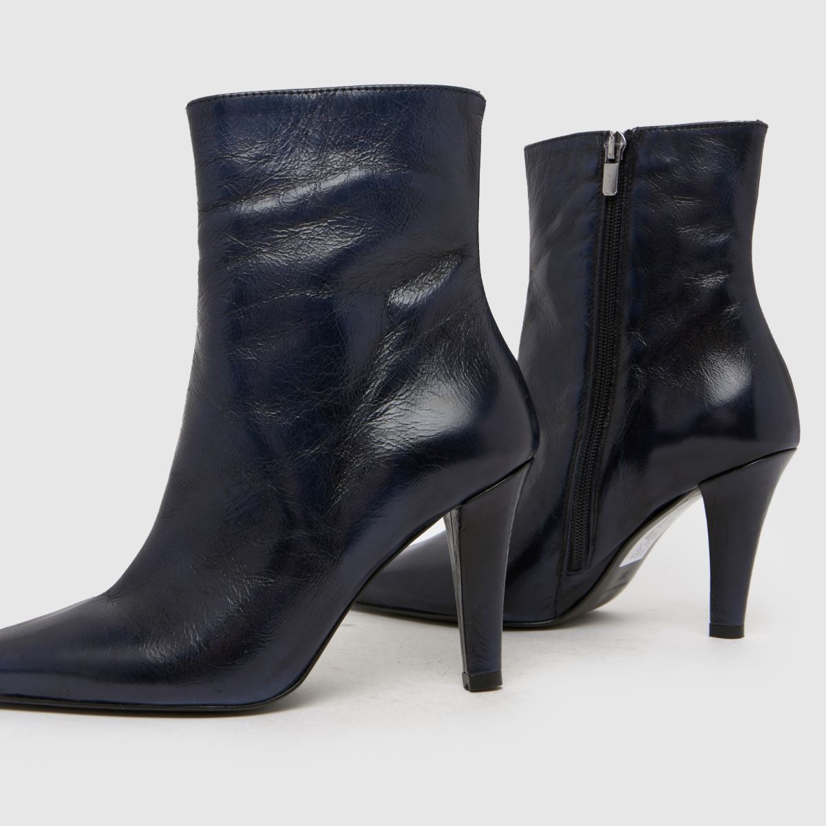 schuh Brunelle Leather Heeled Boot in Navy schuh Brunelle Leather Heeled Boot 7