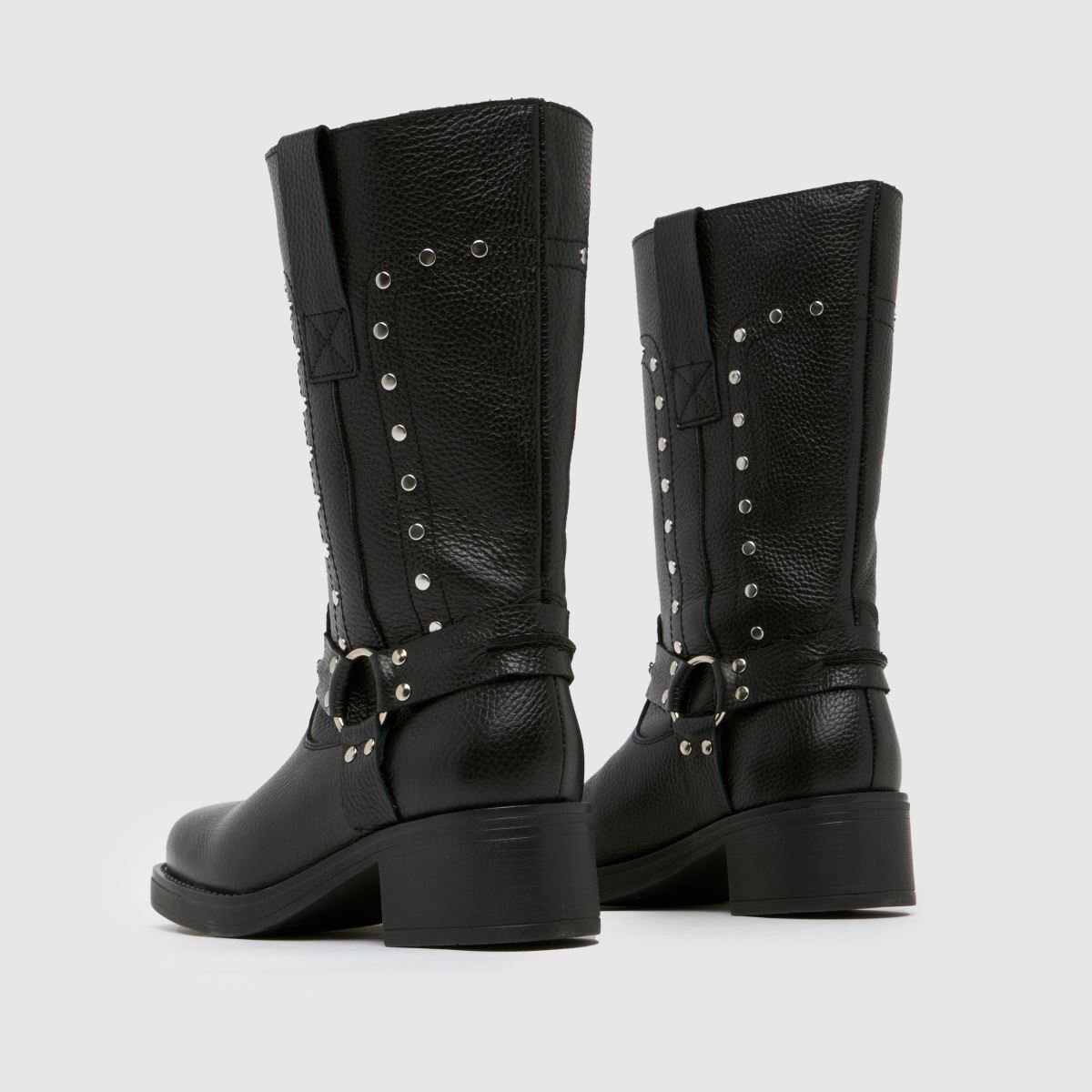 Womens Black schuh Atlas Studded Hardware Biker Boots schuh