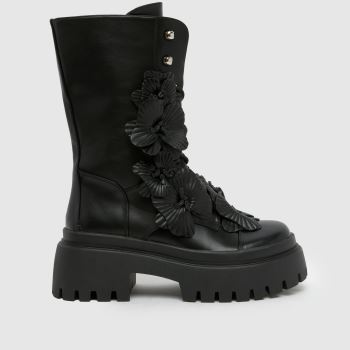 Azalea Wang Black Devoir Floral Womens Boots