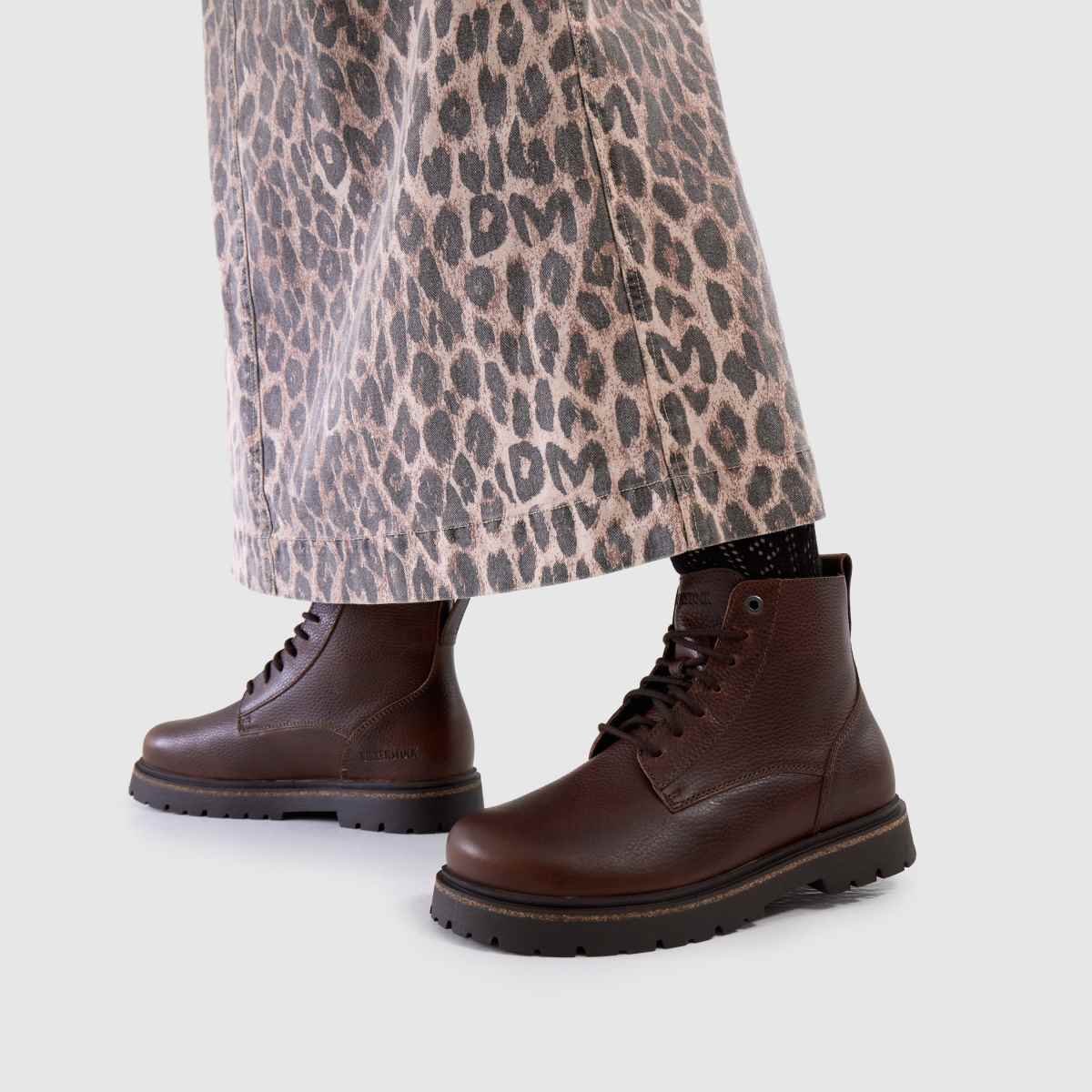 Womens Dark Brown BIRKENSTOCK Highwood Lace Mid Boots schuh