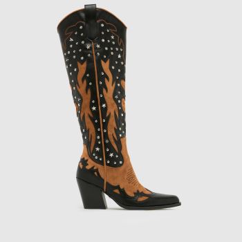 Azalea Wang Black Multi Kalpana Knee Womens Boots