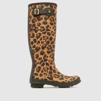HUNTER BOOTS Brown & Black Original Tall Leopard Womens Boots
