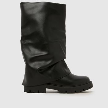 schuh Black Dartford Ruched Skirt Boot Womens Boots