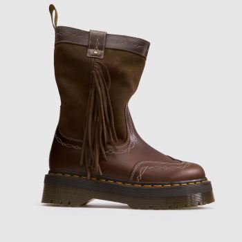 Dr Martens Brown Fringe Mid Pull On Womens Boots