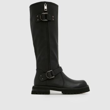 SIMMI Black Dexter Biker Knee High Womens Boots