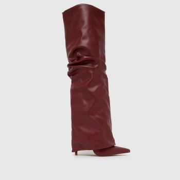 SIMMI Burgundy Lukas Ruched Knee High Womens Boots