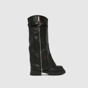 SIMMI Black Kylian Fold Over Zip Womens Boots