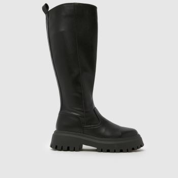 schuh Black Wide Fit Diana Chunky Knee High Womens Boots