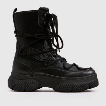 Buffalo London Black Doozer Double Lace Womens Boots
