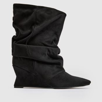 Azalea Wang Black Alissa Slouch Wedge Womens Boots