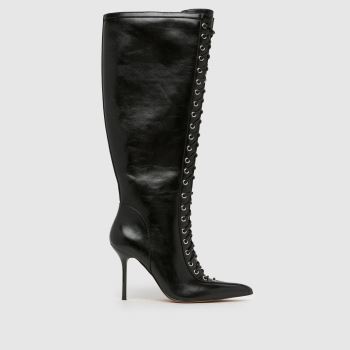schuh Black Domino Laced Stiletto Heel Womens Boots