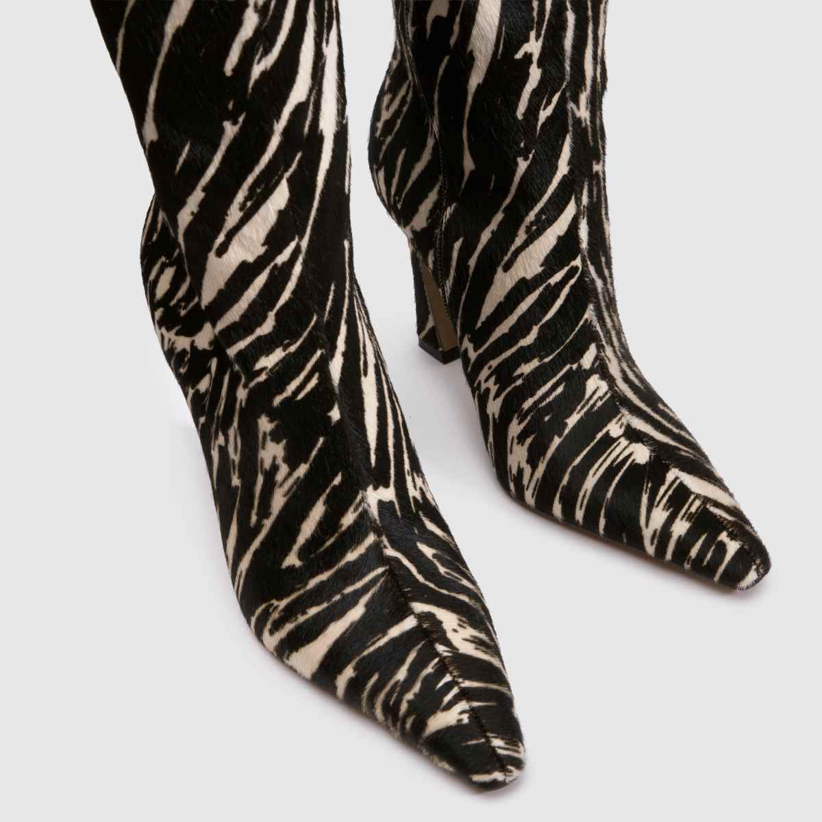 schuh Dainty Leather Knee Boot in Black & White schuh Dainty Leather Knee Boot 4