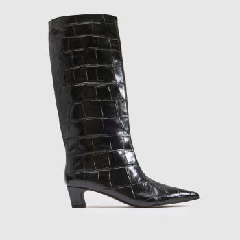 schuh Black Dollie Croc Pull On Womens Boots