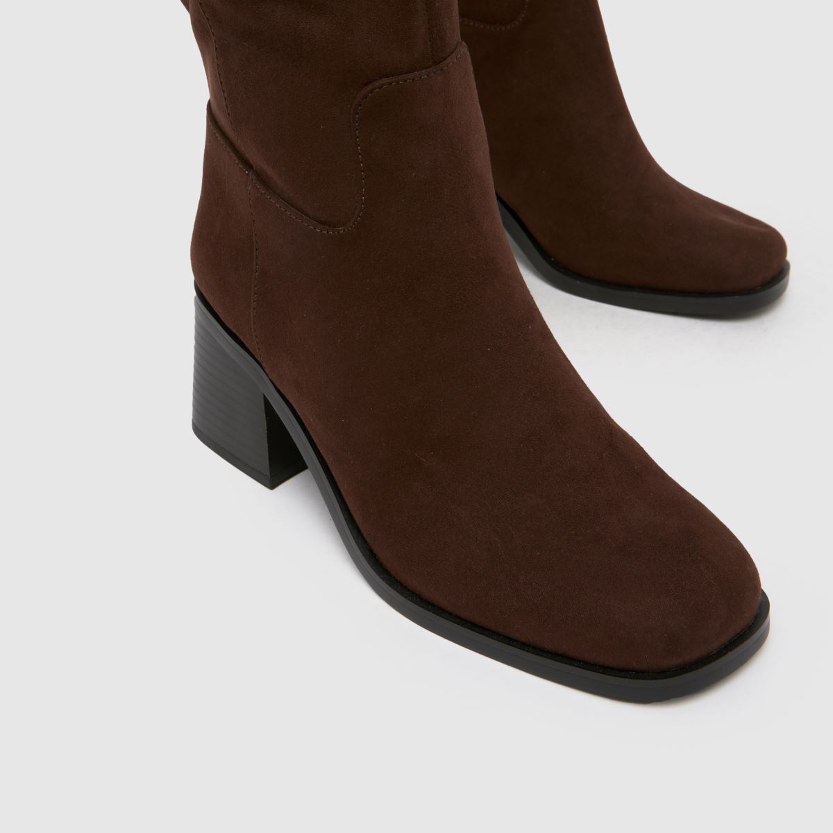 schuh Wide Fit Dot Block Heel Knee High in Brown schuh Dot Block Heel Knee High 4