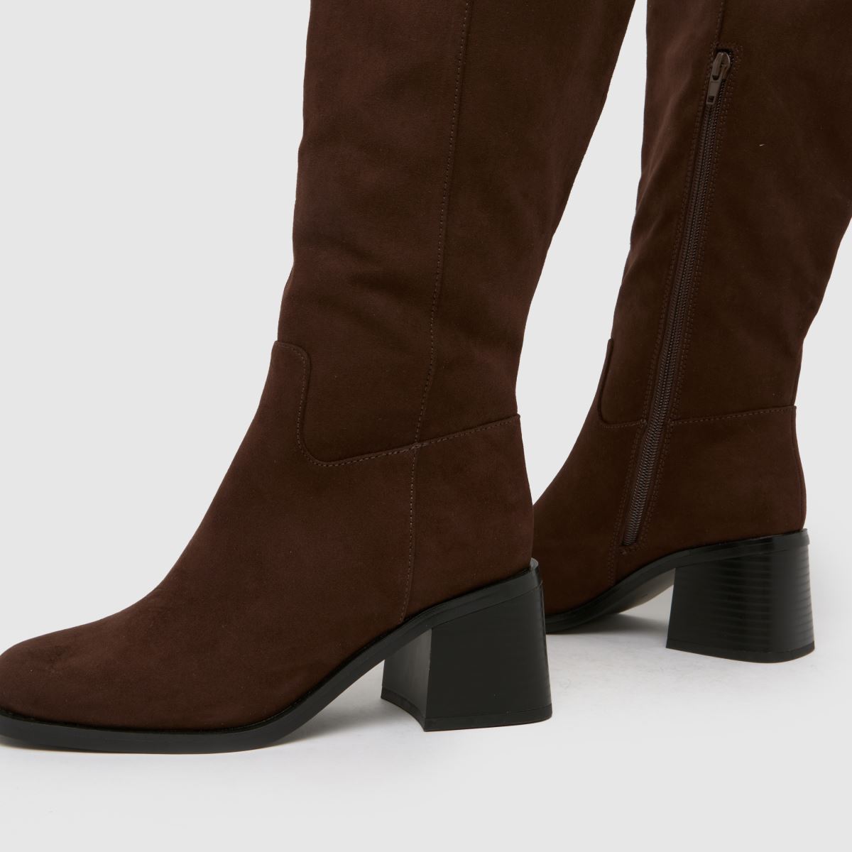 schuh Wide Fit Dot Block Heel Knee High in Brown schuh Dot Block Heel Knee High 7