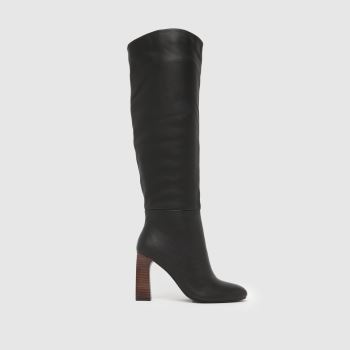 schuh Black Draya Leather Knee High Womens Boots