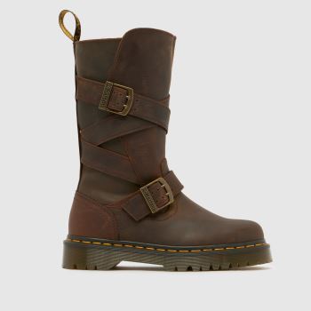 Dr Martens Brown Anistone Strap Hi Womens Boots