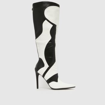 Azalea Wang Black & White Rodrigo Heeled Womens Boots