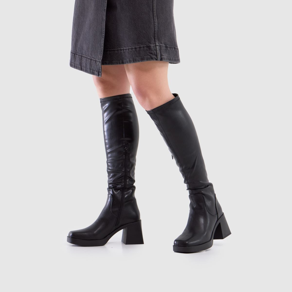 Womens Black schuh Doja Platform Knee High Boots schuh
