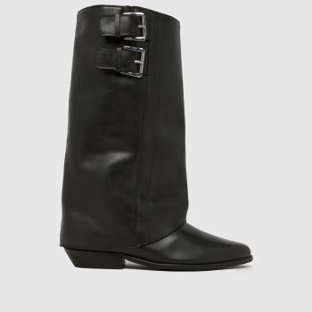 schuh Black Dawn Leather Skirt Womens Boots