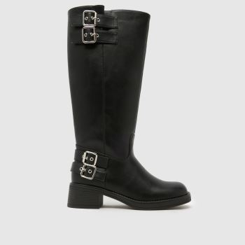 schuh Black Disk Buckle Biker Womens Boots