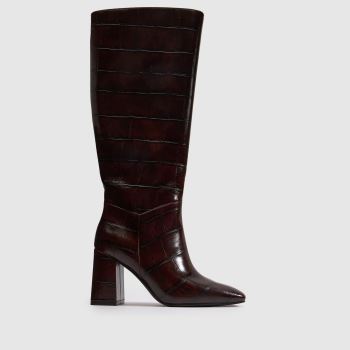 schuh Burgundy Daphne Square Toe Knee Boot Womens Boots