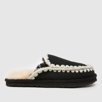 MOU Black Eskimo Stitch Womens Slippers