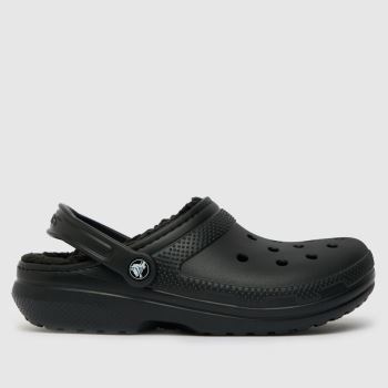 Crocs Black Classic Lined Clog Womens Slippers