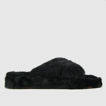 schuh black helen faux fur cross vamp slippers schuh black helen faux fur cross vamp slippers