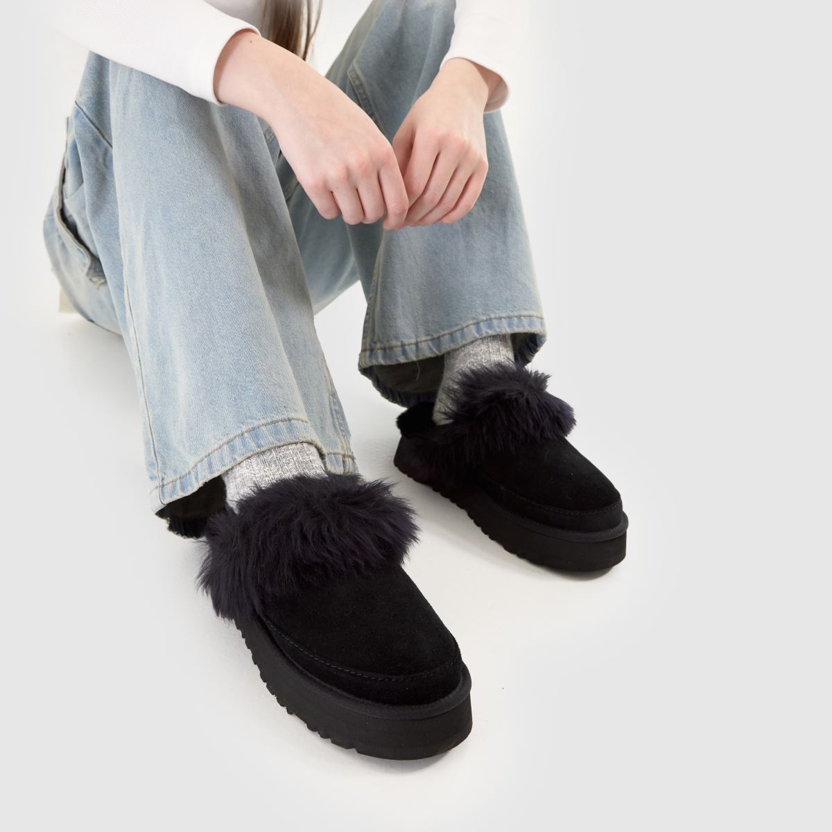 Womens Black UGG Disquette Chalet Slippers | schuh