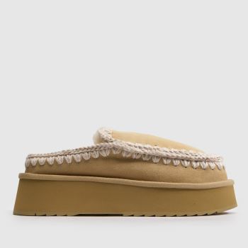 MOU Beige Eskimo Platform Clog Womens Slippers
