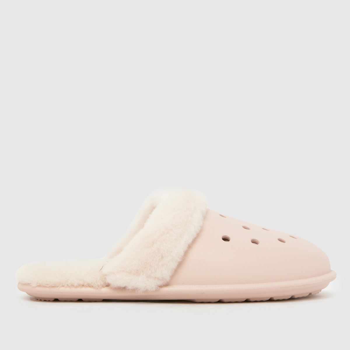 Crocs Classic Fuzz Slippers in Pale Pink